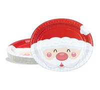 BFB Assiettes en carton Ovales Noël 24 pièces Grandes assiettes papier de buffet 32 x 27 cm Ensemble d’assiettes, Père Noël