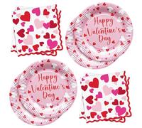 BFB Assiettes en papier Saint-Valentin Assiette carton, Serviettes de fête pour 20 personnes