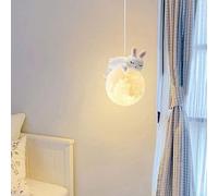 BFFGKGL Minimalisme Nordique Mignon Ours Suspension avec Impression 3D Lune Globe Dessin animé Lapin endormi Lustre Enfants planète Lampe Suspendue G9 Chambre d'enfants Suspension pour Filles Chambre