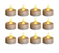 BFYDOAA Petites Bougies LED à Paillettes 12 Pièces, Bougies Votives sans Flamme pour Noël, Fête de Proposition, Cadeaux et Célébration de Festival(Arc-en-Ciel Blanc)