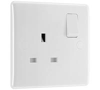 BG Electrical 821-01 Single Pole Single Switch Power Socket, White Moulded, 13 Amp