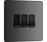 BG Electrical Evolve Interrupteur triple 20 A 2 voies Noir chromé