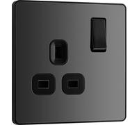 BG Electrical Evolve Prise de courant à interrupteur simple Noir chromé 13 A