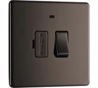 BG Electrical FBN52-01 Unité de connexion sans vis à plaque plate avec indicateur de puissance, nickel noir, 13 A
