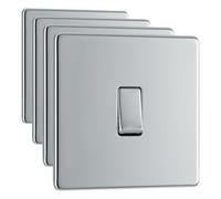 BG Electrical Interrupteur à plaque plate sans vis FPC12, chrome poli, 2 voies, 16AX, 2,0 cm* 2,0 cm* 2,0 cm (Lot de 4)