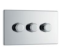 BG Electrical Interrupteur d'intensité intelligent à triple plaque plate sans vis