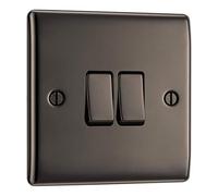 BG Electrical NBN42 Double interrupteur d'éclairage, nickel noir, 2 voies, 16AX