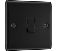 BG Electrical NFB13 Interrupteur mural simple intermédiaire avec bords arrondis en métal Nexus Noir mat 20 A 16 AX