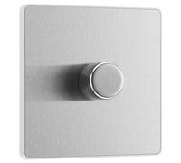 BG Electrical PCDBS81W Variateur d'intensité intelligent à paroi unique, 2 voies, plaque avant sans vis, Evolve, acier brossé, 200 W