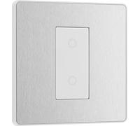BG Electrical PCDBSTDS1W Variateur d'intensité secondaire/esclave à touche unique, 2 voies, plaque avant sans vis, Evolve, acier brossé