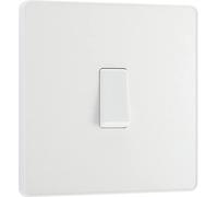 BG Electrical PCDCL12W Interrupteur mural simple, 2 voies, plaque avant sans vis, bords arrondis, Evolve, blanc nacré, 20 A, 16 AX,
