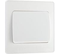 BG Electrical PCDCL12WW Interrupteur mural simple, large à bascule, 2 voies, plaque avant sans vis, bords ronds, évolutive, blanc nacré, 20 A, 16 AX,