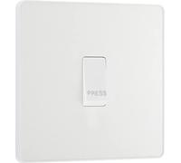 BG Electrical PCDCL14W Interrupteur à pression rétractable, plaque avant sans vis, bords ronds, 1 voie, évolution, blanc nacré, 10 A,