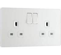 BG Electrical PCDCL22W Prise Murale à Double Interrupteur sans vis Blanc nacré 13 A