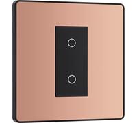 BG Electrical PCDCPTDS1B Variateur d'intensité secondaire/esclave à touche unique, 2 voies, plaque avant sans vis, Evolve, cuivre poli