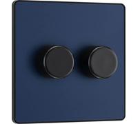 BG Electrical PCDDB82B Variateur d'intensité intelligent à double paroi, 2 voies, plaque frontale sans vis, Evolve, bleu mat, 200 W