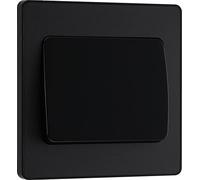 BG Electrical PCDMB12WB Interrupteur mural simple à bascule large 2 voies Plaque avant sans vis Bords arrondis Noir mat 20 A 16 AX