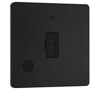 BG Electrical PCDMB54B Unité de connexion à fusible sans commuté avec indicateur d'alimentation LED et sortie flexible, double pôle, plaque avant sans vis, bords arrondis, évolution, noir mat, 13 A,