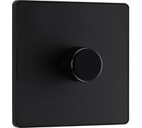 BG Electrical PCDMB81B Variateur d'intensité intelligent à paroi unique, 2 voies, plaque avant sans vis, noir mat, 200 W, PCDMB81B