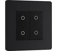 BG Electrical PCDMBTDS2B Variateur d'intensité double tactile avec plaque avant sans vis Noir mat