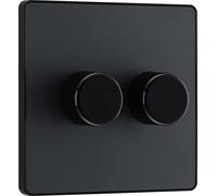 BG Electrical PCDMG82B Variateur d'intensité intelligent à double paroi, 2 voies, plaque avant sans vis, gris mat, 200 W