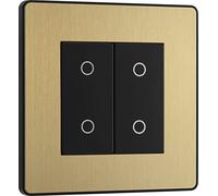 BG Electrical PCDSBTDS2B Variateur d'intensité double tactile 2 voies Plaque avant sans vis Evolve Laiton satiné