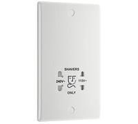 BG Electrical Prise de Chargeur de Brosse à Dents électrique à Double Tension pour Salle de Bain, Bord Rond, série Nexus 800, Blanc moulé, 2 Broches, 115 V/240 V, 820