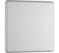 BG Electrical Single Blank Screwless Blank Plate, Brushed Steel