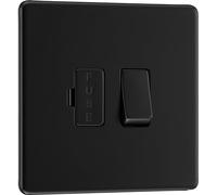BG FFB50 Unité de connexion électrique à fusible avec interrupteur à fusible, double pôle, plaque avant sans vis, profil mince, plaque plate de qualité supérieure, noir mat, 13 A, FFB50