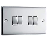 BG Interrupteur électrique à quatre feux Chromé poli 2 voies 10AX