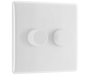 BG Interrupteur variateur d'intensité Mural Intelligent Double Master/Primaire, Wi-FI, Application, Assistant Vocal et Commande Manuelle, 2 Voies, Bord Rond, série 800, Blanc moulé, 881 M/HC