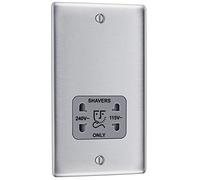 BG Nbs20g prise pour rasoir 115/240 V double tension en acier brossé, NBS20G-01