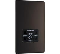 BG Nbs20g Prise pour Rasoir 115/240 V Double Tension en Acier brossé screwless Black Nickel