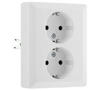 BG Oxford Prise murale double Schuko sans cadre 16 A Blanc