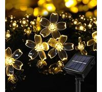 BG9D Guirlande solaire extérieure, 11 m, fleurs extérieures, 60 LED, étanche, 8 modes avec fonction mémoire, fleurs LED pour jardin, terrasse, balcon, fête, mariage, décoration de patio