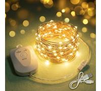 BG9D Guirlandes lumineuses à minuterie sur batterie,mini guirlandes de 3M avec 30 LED rechargeables avec minuterie et 8 modes,étanches IP67,pour chambres,décoration,Noël,fête,mariage