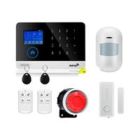 BGAZA Quadri-Bande sans Fil Tuya système d'alarme Affichage TFT capteur de Porte systèmes d'alarme de sécurité à Domicile Filaire sirène Kit SIM SMS Alarme(W2BA)