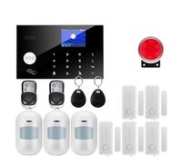 BGAZA Système D'alarme Intelligent, Filaire Et sans Fil, for La Sécurité De La Maison, Tuya, GSM, Interphone, Télécommande, Kit De Capteurs De Sirène À Numérotation Automatique(W7B5)