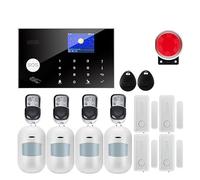 BGAZA Système D'alarme Intelligent, Filaire Et sans Fil, for La Sécurité De La Maison, Tuya, GSM, Interphone, Télécommande, Kit De Capteurs De Sirène À Numérotation Automatique(W7B7)