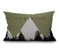 BGBDEIA Housse de coussin rectangulaire motif montagnes 30 x 50 cm - Avec effet demi-teinte - Style hipster - Typographie - Camping - Décoration d'intérieur - En coton et lin - Pour lit et canapé