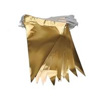 BGHYJKOL Fanions Guinguette Golden Triangle Pennant -Shiny Gold Bunting Garland for Wedding,Graduation(Silver 10M20PCS)