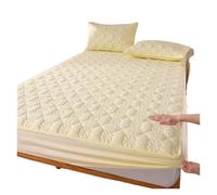 BGHYJKOL Protege Matelas Drap-Housse matelassé imperméable, Drap de lit Queen, Housse Matelas en Coton Brut, taie d'oreiller Non Incluse(Leaf Beige,Twin 39x74x12 inch)