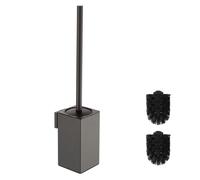BGL Brosse WC grise avec montage mural - Support de brosse WC carré en acier inoxydable 304