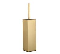 BGL Brosse WC sur pied et support en aluminium brossé doré pour cuvette de toilette et support pour le rangement et l'organisation de la salle de bain, design carré robuste et peu encombrant