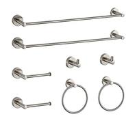 BGL Ensemble d'accessoires de Salle de Bain en Nickel brossé avec Barre Porte-Serviettes 8 pièces