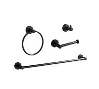 BGL Ensemble de matériel de Salle de Bain Noir Mat, 4 pièces, Porte-Serviettes de Salle de Bain, 61 cm, réglable