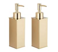 BGL Lot de 2 distributeurs de savon, distributeur de liquide debout en acier inoxydable 304, bouteilles à pompe carrées pour décoration de salle de bain et cuisine, or