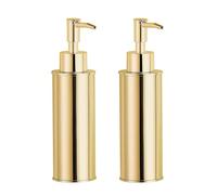BGL Lot de 2 distributeurs de Savon sur Pied Ronds dorés pour Salle de Bain, Cuisine, Toilettes