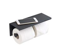 BGL Support de Papier Toilette Mural Double en Acier Inoxydable 304 Noir Mat à Deux Rouleaux avec étagère (Noir)