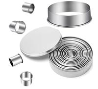 BGOBTY Emporte Piece Rond,12 pcs Emporte-pièces en Acier Inoxydable,Mini Cookie cutters,Moule Biscuit rond pâtisserie avec boîte de rangement pour pâtisserie beignets fondant mousse (Rond)
